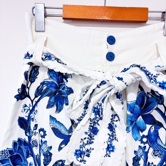 ✨HOST PICK ✨ FARM RIO Cream and blue floral linen wide leg pants - Picture 6 of 8